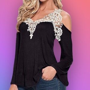 Sexy Plus Size Crochet Cold Shoulder Top